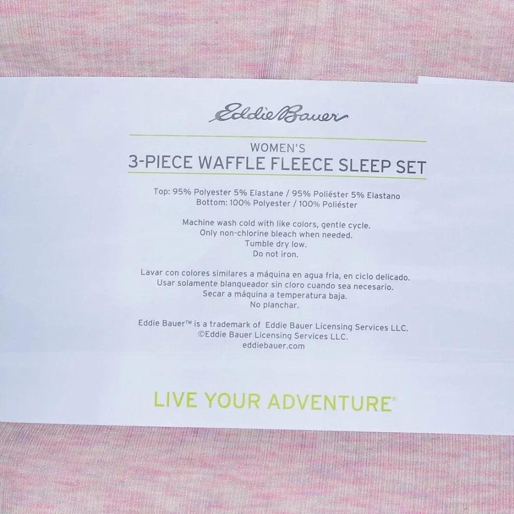 PINK‎  Waffle Fleece Pajamas Set Eddie Bauer Ladies' 3-Piece